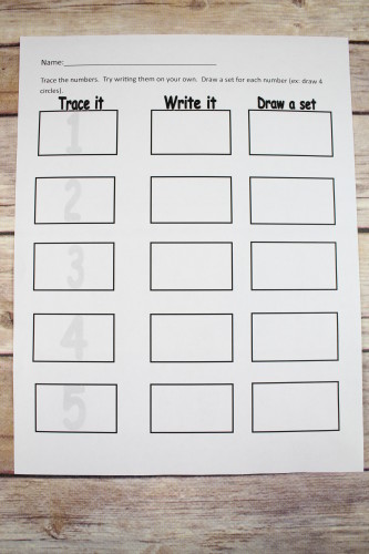 Writing #'s 0-5 Sheet