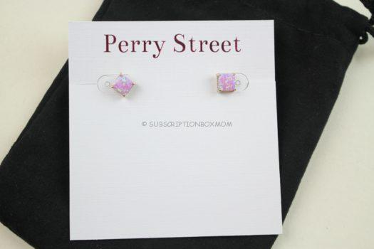 Perry Street Marina Square Studs in Pink Opal