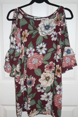 Yuen Floral Cold Shoulder Tunic w Ruffles