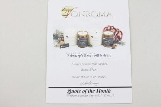 Vonroma January 2021 Candle Subscription Box Review